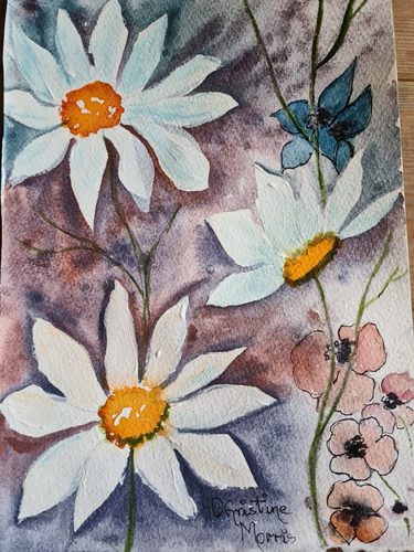 Christine M, Daisies in the breeze, mixed media.
